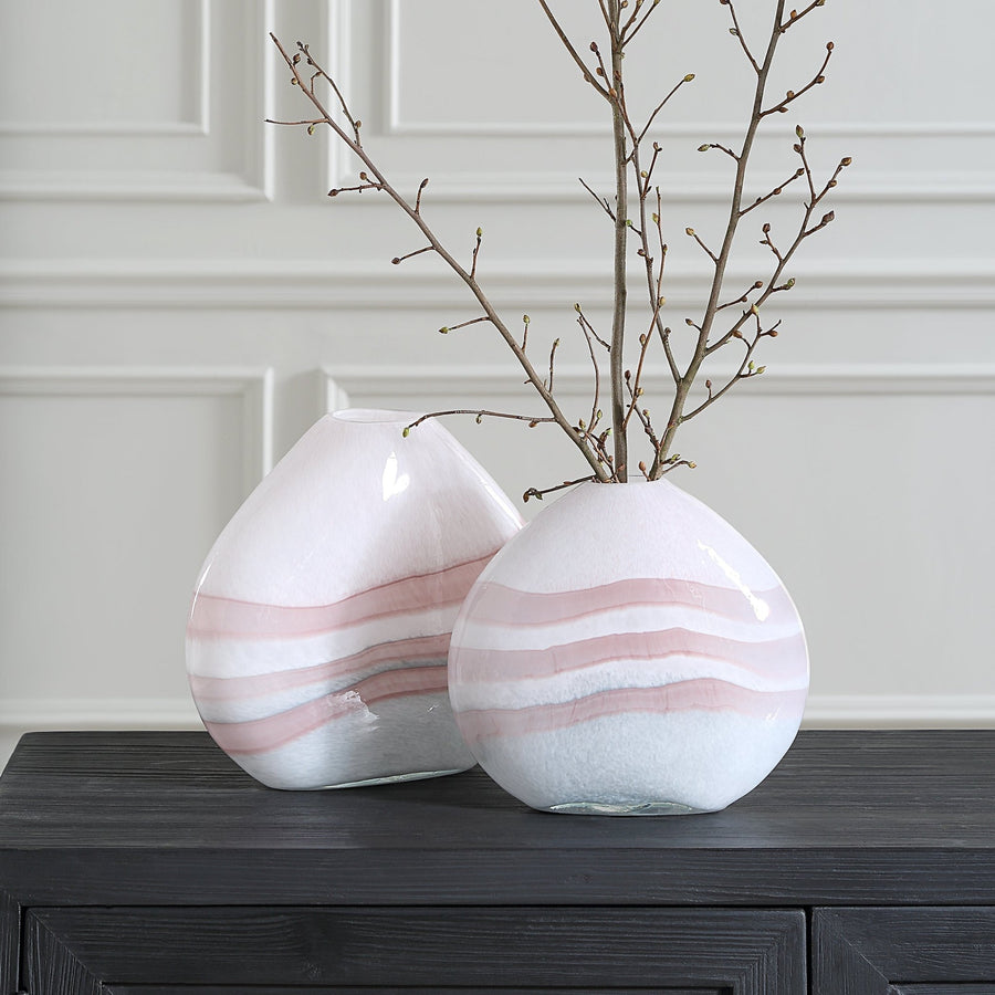 BLUSH SWIRL GLASS VASES | SET OF 2