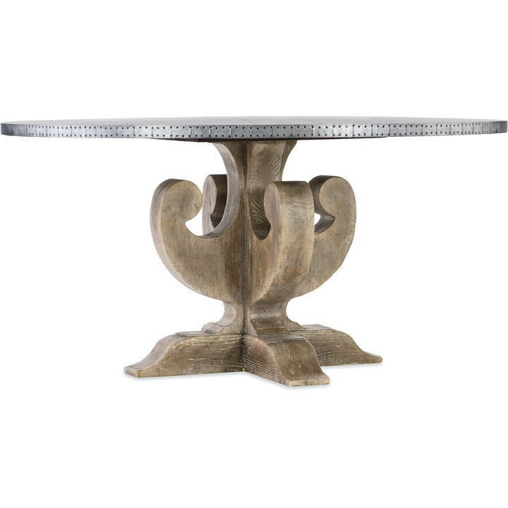 BOHEME ZINC TOP ROUND DINING TABLE