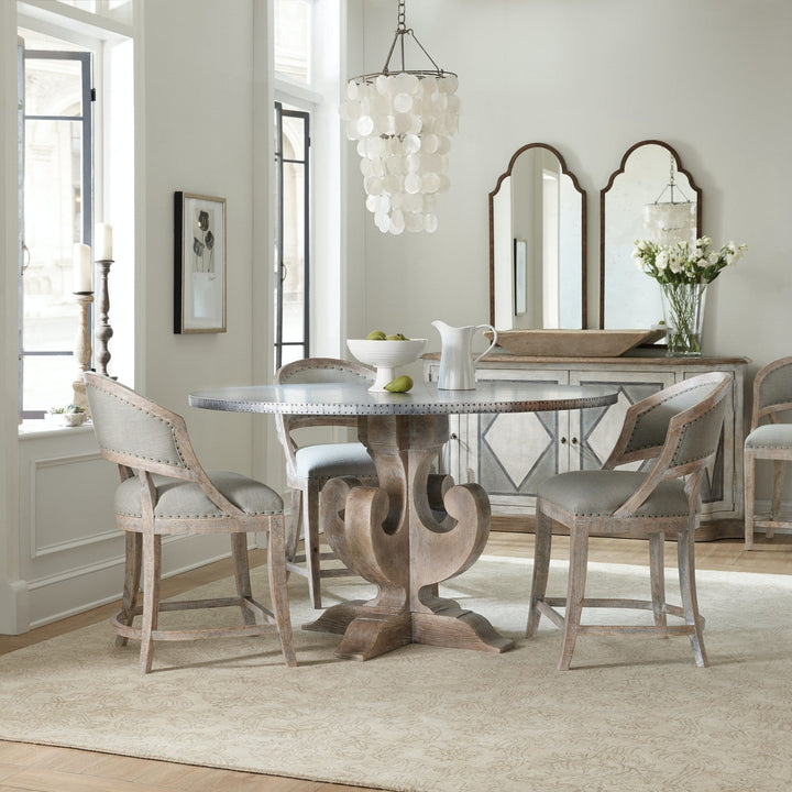 BOHEME ZINC TOP ROUND DINING TABLE