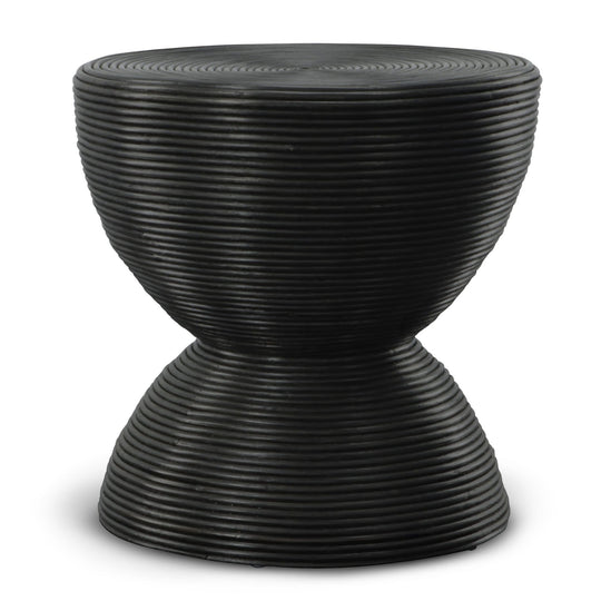 BONGO RATTAN SIDE TABLE: BLACK