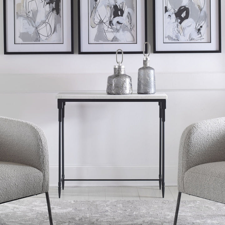 BOURGES WHITE MARBLE TOP CONSOLE TABLE