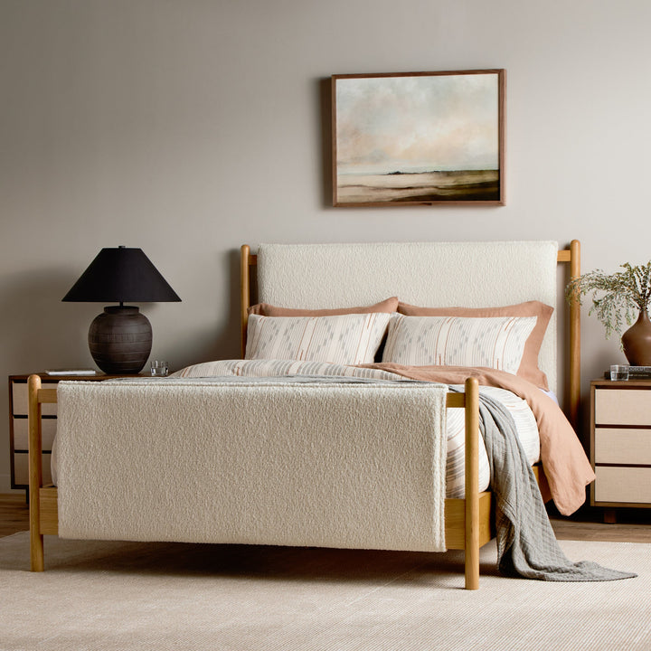 BOWEN BED: SHEARLING WRAPPED PANEL BED