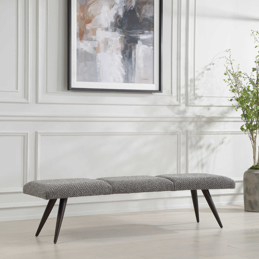 BOWTIE STRIATED BOUCLE BEDROOM BENCH