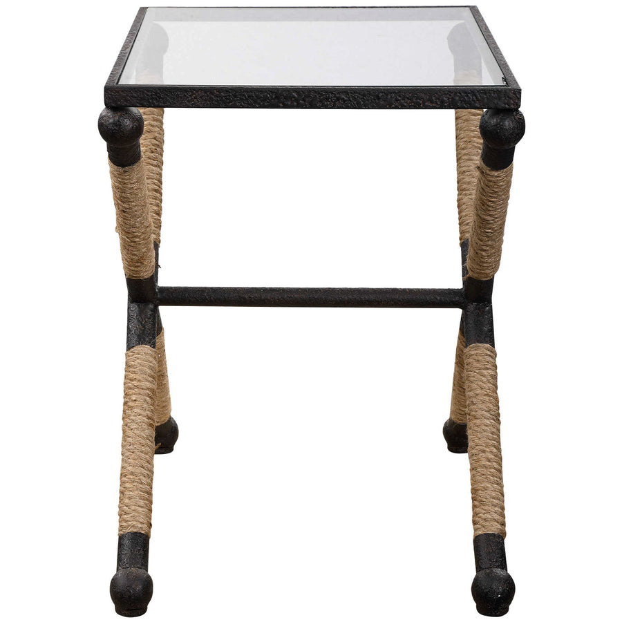 BRADDOCK IRON + JUTE ROPE END TABLE