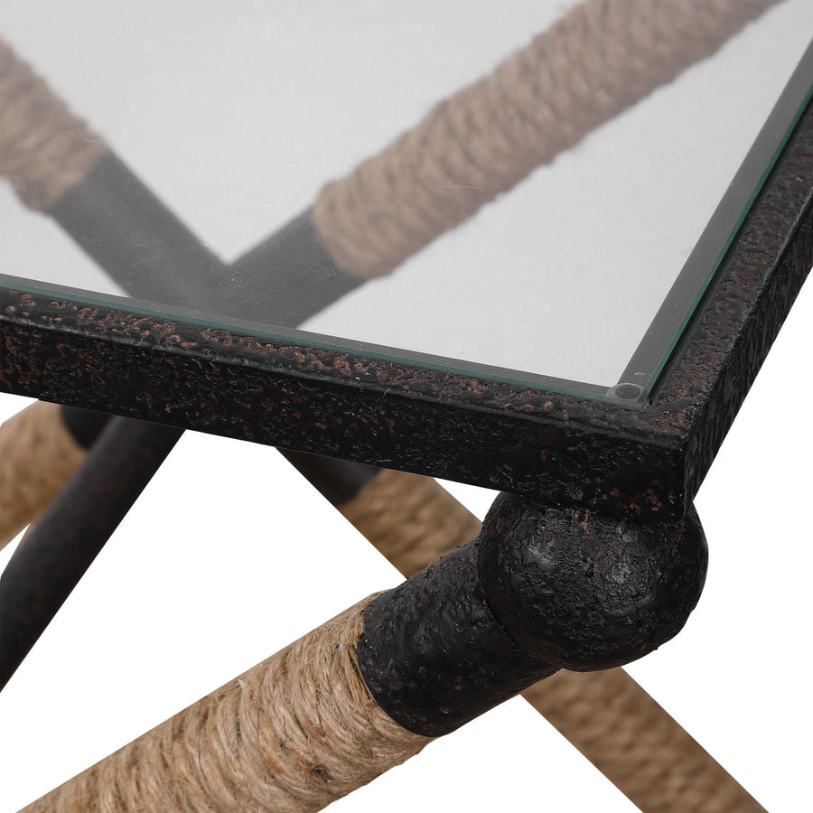 BRADDOCK IRON + JUTE ROPE END TABLE