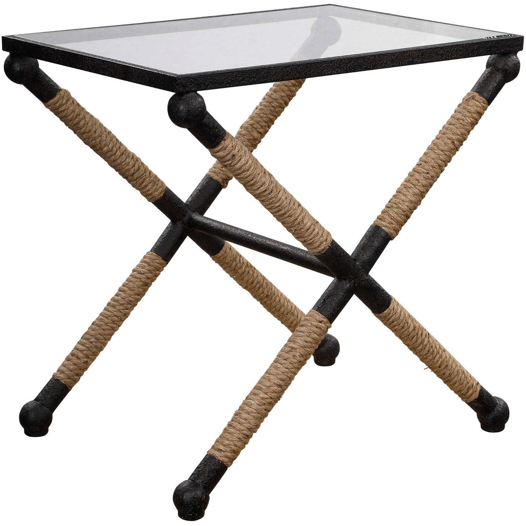 BRADDOCK IRON + JUTE ROPE END TABLE