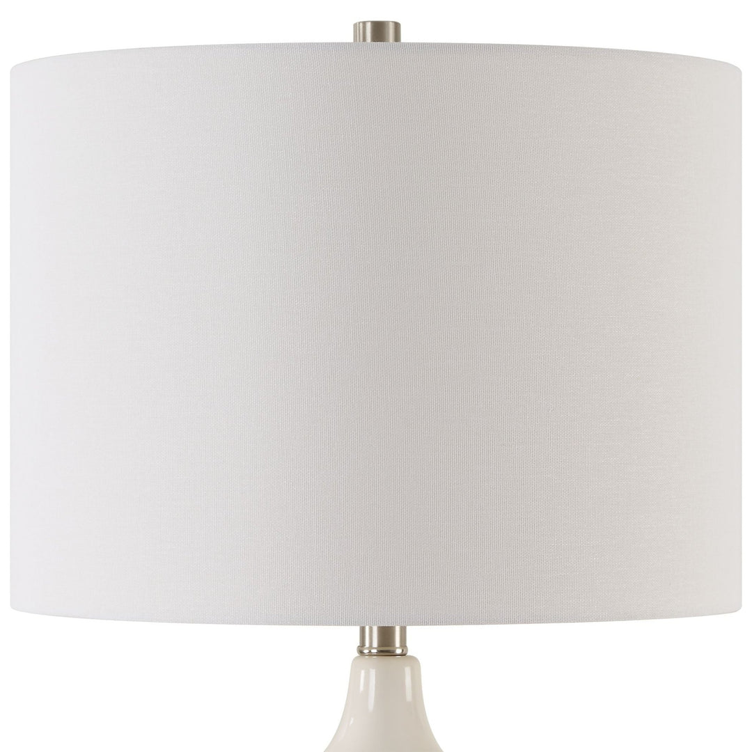 BRADY TEXTURED CERAMIC TABLE LAMP: GLOSS WHITE