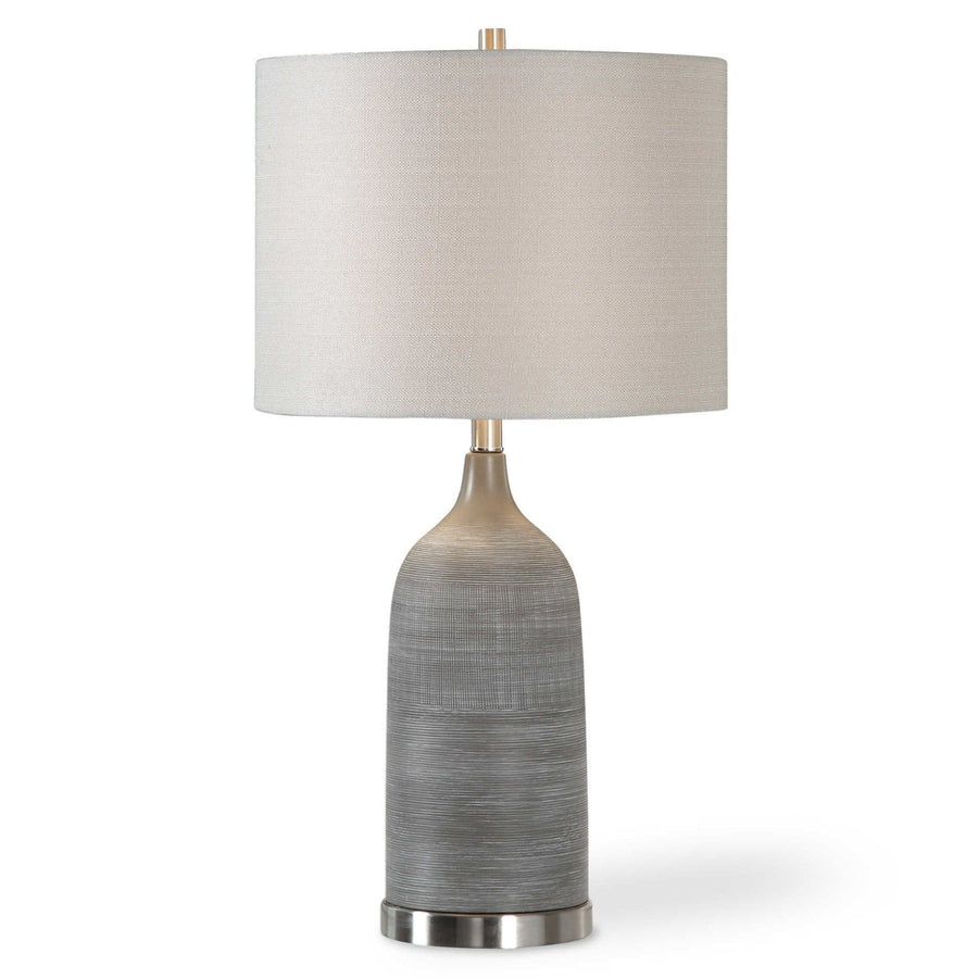 BRADY TEXTURED CERAMIC TABLE LAMP: GREY WASH