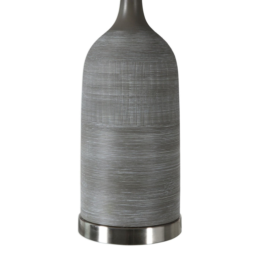 BRADY TEXTURED CERAMIC TABLE LAMP: GREY WASH