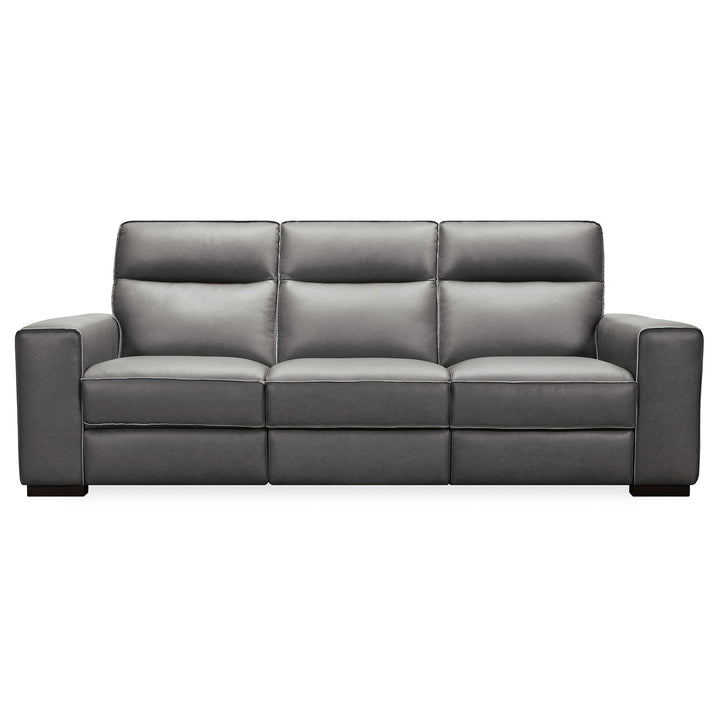 BRAEBURN LEATHER SOFA WITH PWR RECLINE PWR HEADREST