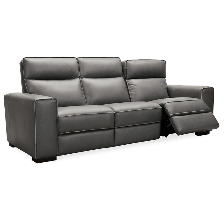 BRAEBURN LEATHER SOFA WITH PWR RECLINE PWR HEADREST