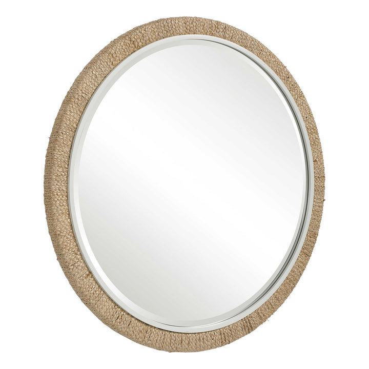 BRAIDED BANANA LEAF ROUND MIRROR