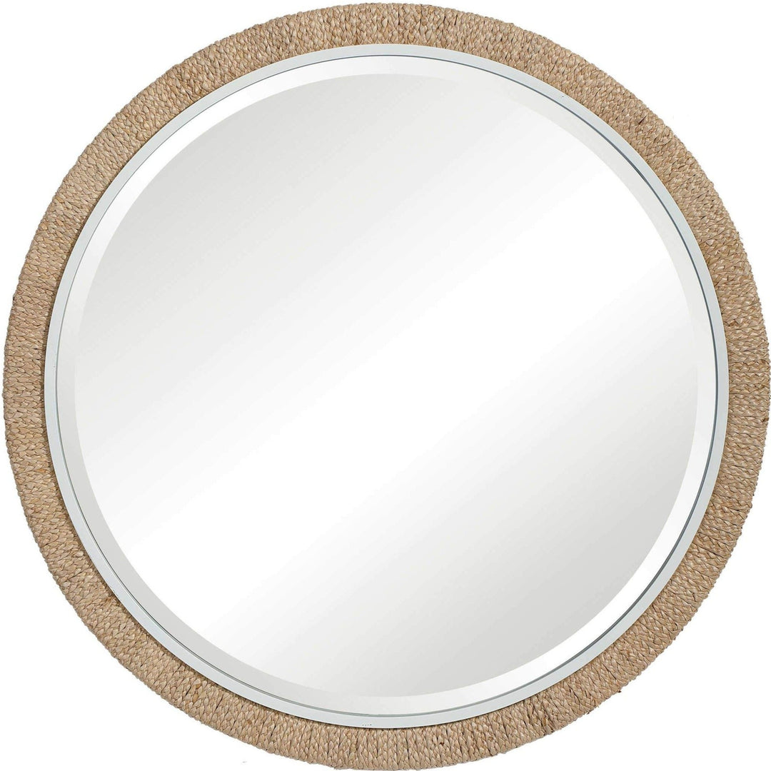 BRAIDED BANANA LEAF ROUND MIRROR