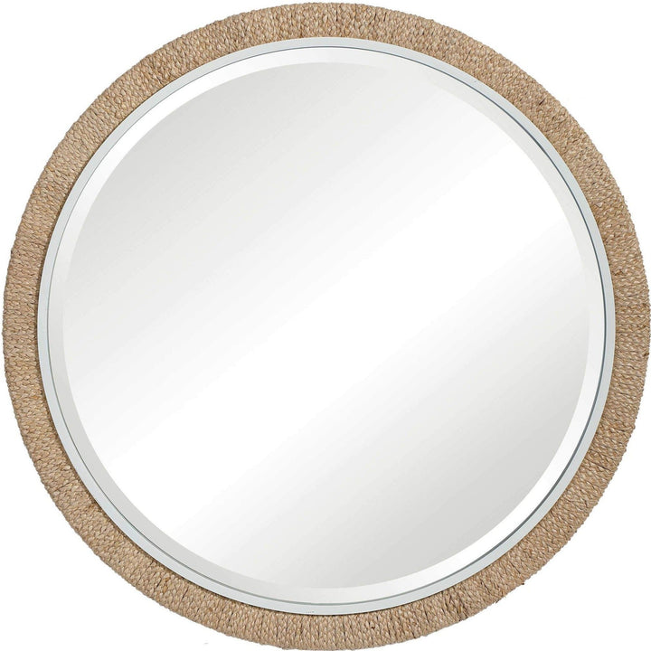 BRAIDED BANANA LEAF ROUND MIRROR