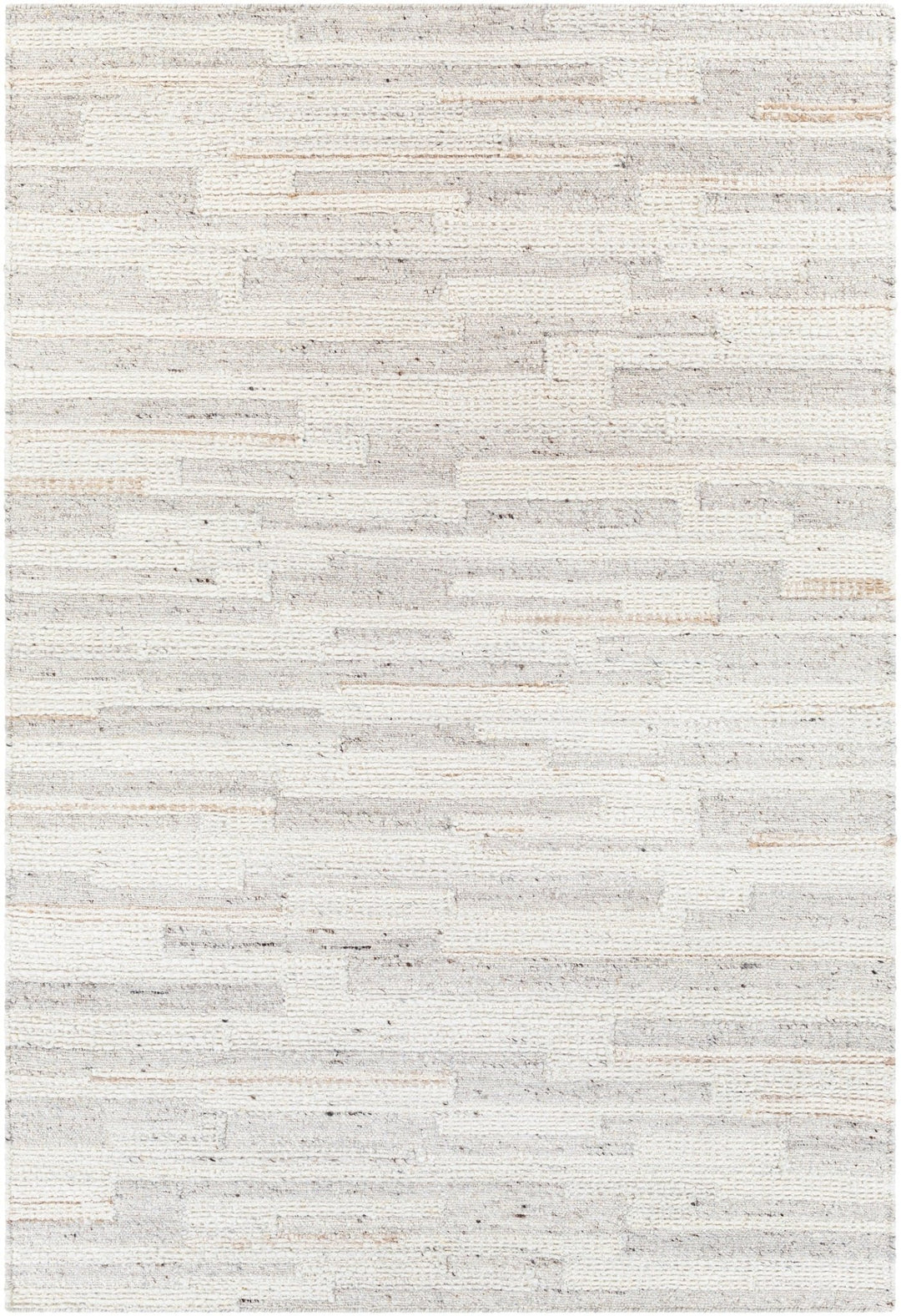 BREMAN HAND - WOVEN WOOL RUG: CREAM, LIGHT GREY