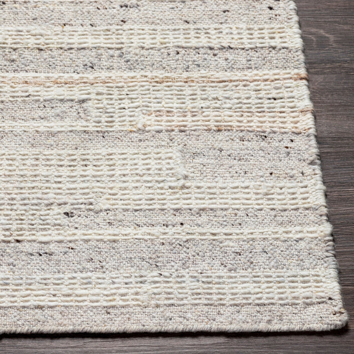 BREMAN HAND - WOVEN WOOL RUG: CREAM, LIGHT GREY