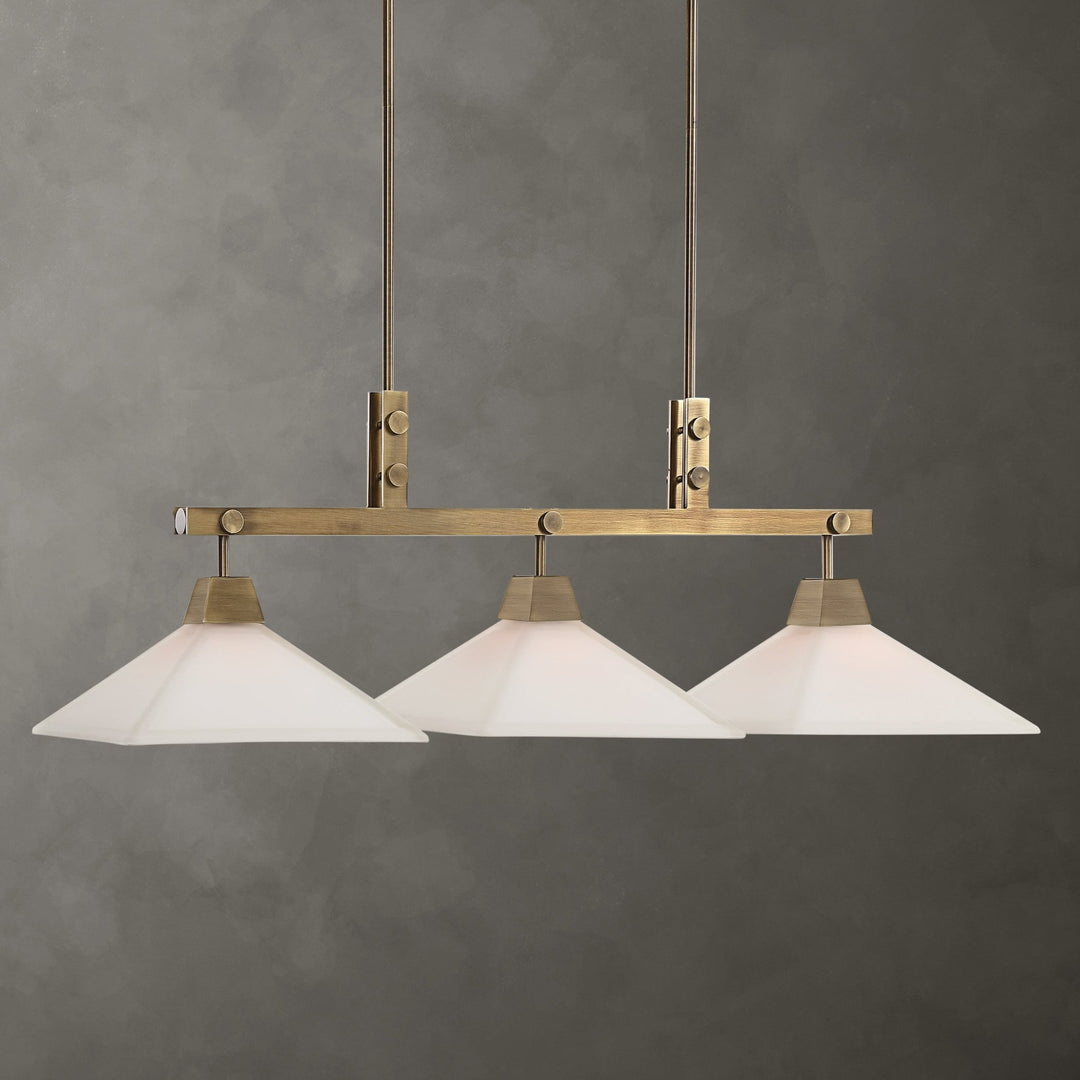 BROOKDALE AGED BRASS LINEAR CHANDELIER