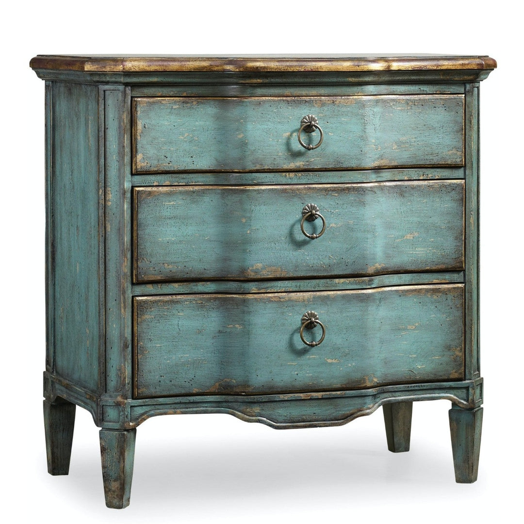 BRUSSELS ANTIQUE TURQUOISE BEDSIDE CHEST