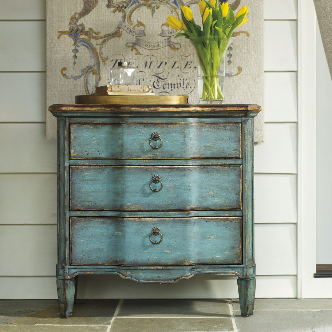 BRUSSELS ANTIQUE TURQUOISE BEDSIDE CHEST