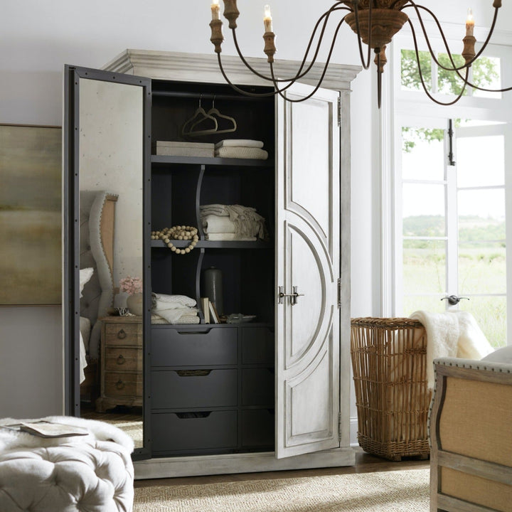 BRUSSELS ANTIQUE WHITEWASH WARDROBE