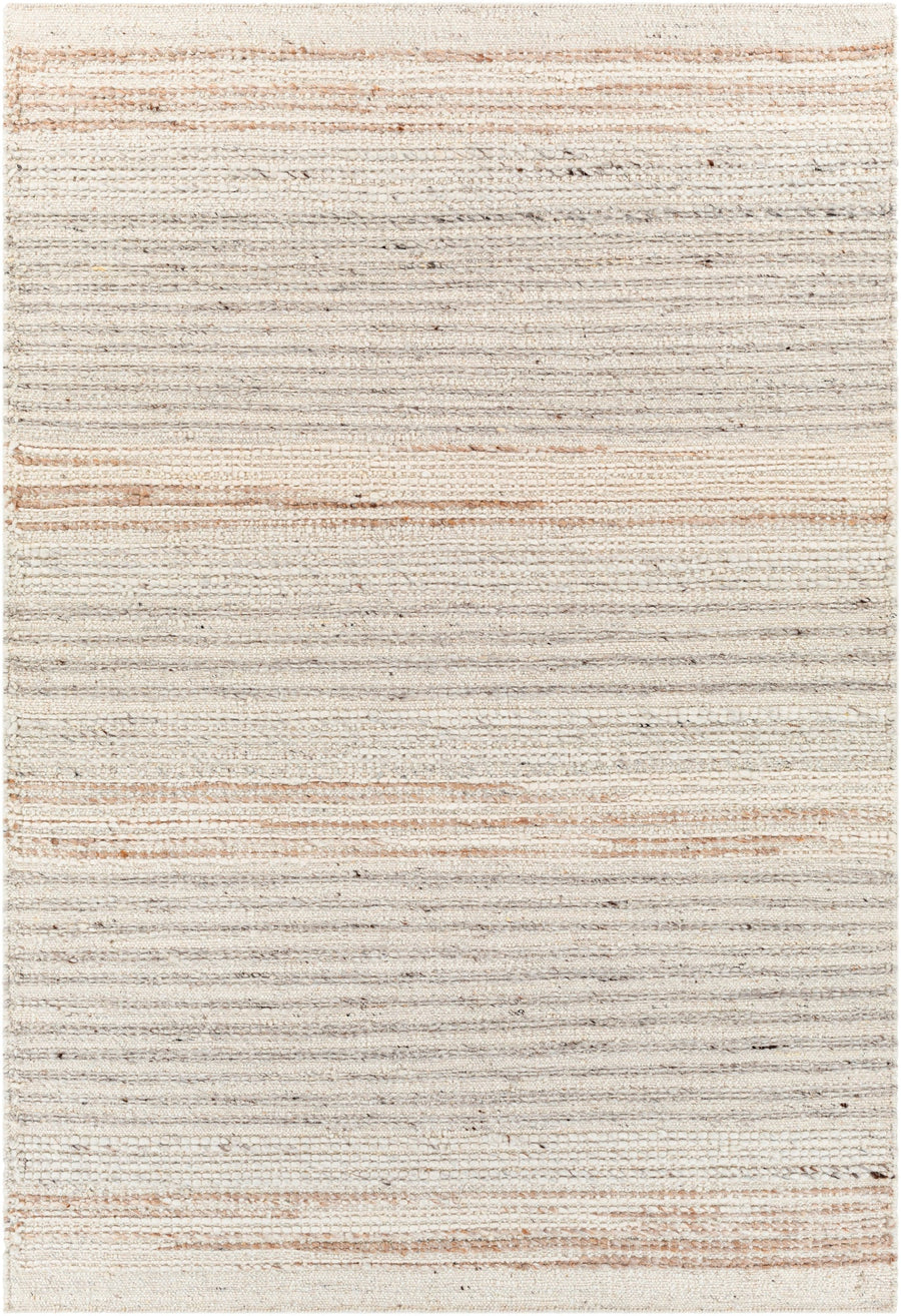 BRYNN HAND - WOVEN WOOL RUG: CREAM, LIGHT GREY