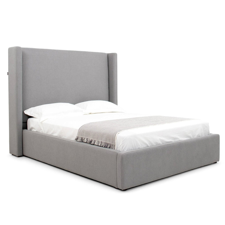 BYRNE GREY TEDDY BOUCLE UPHOLSTERED BED