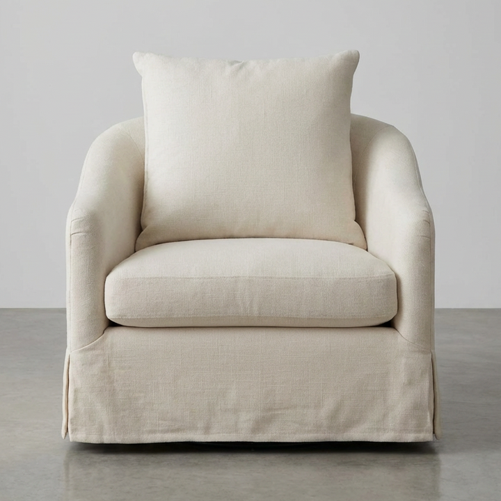 LARA PERFORMANCE LINEN SLIPCOVER SWIVEL CHAIR