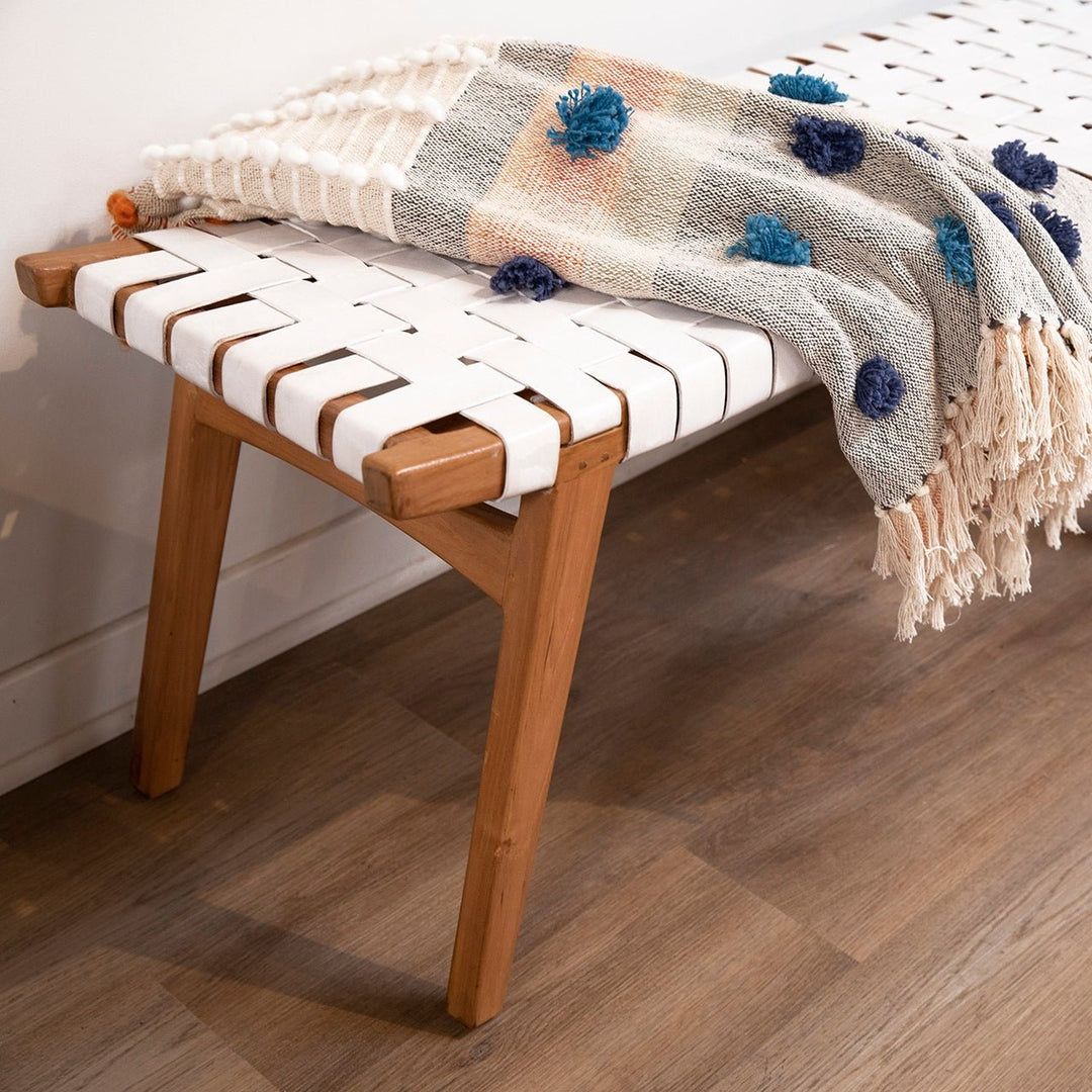 CAMILA BENCH: WHITE + NATURAL TEAK