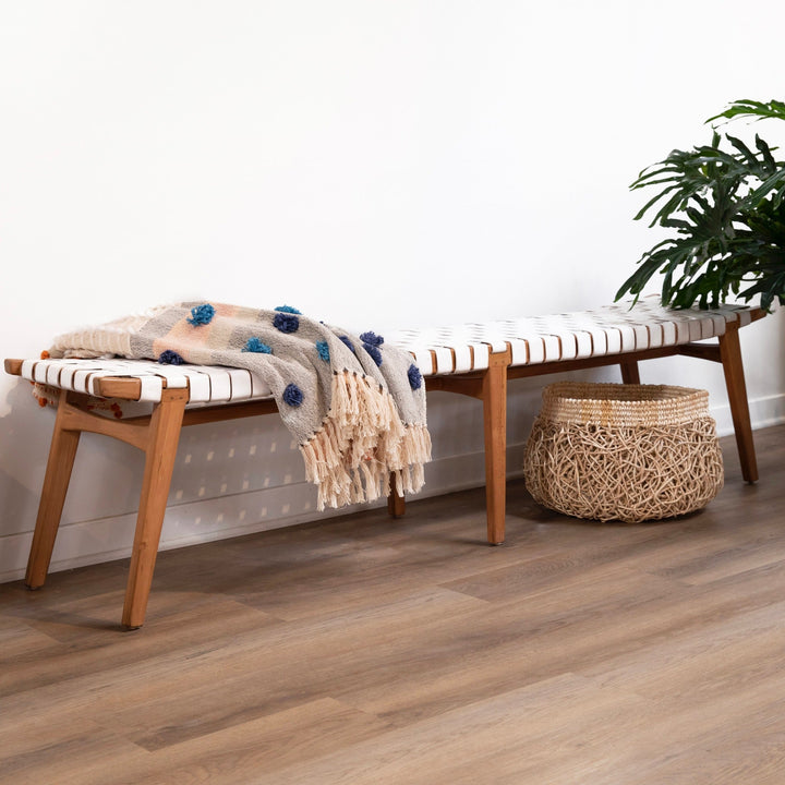 CAMILA BENCH: WHITE + NATURAL TEAK