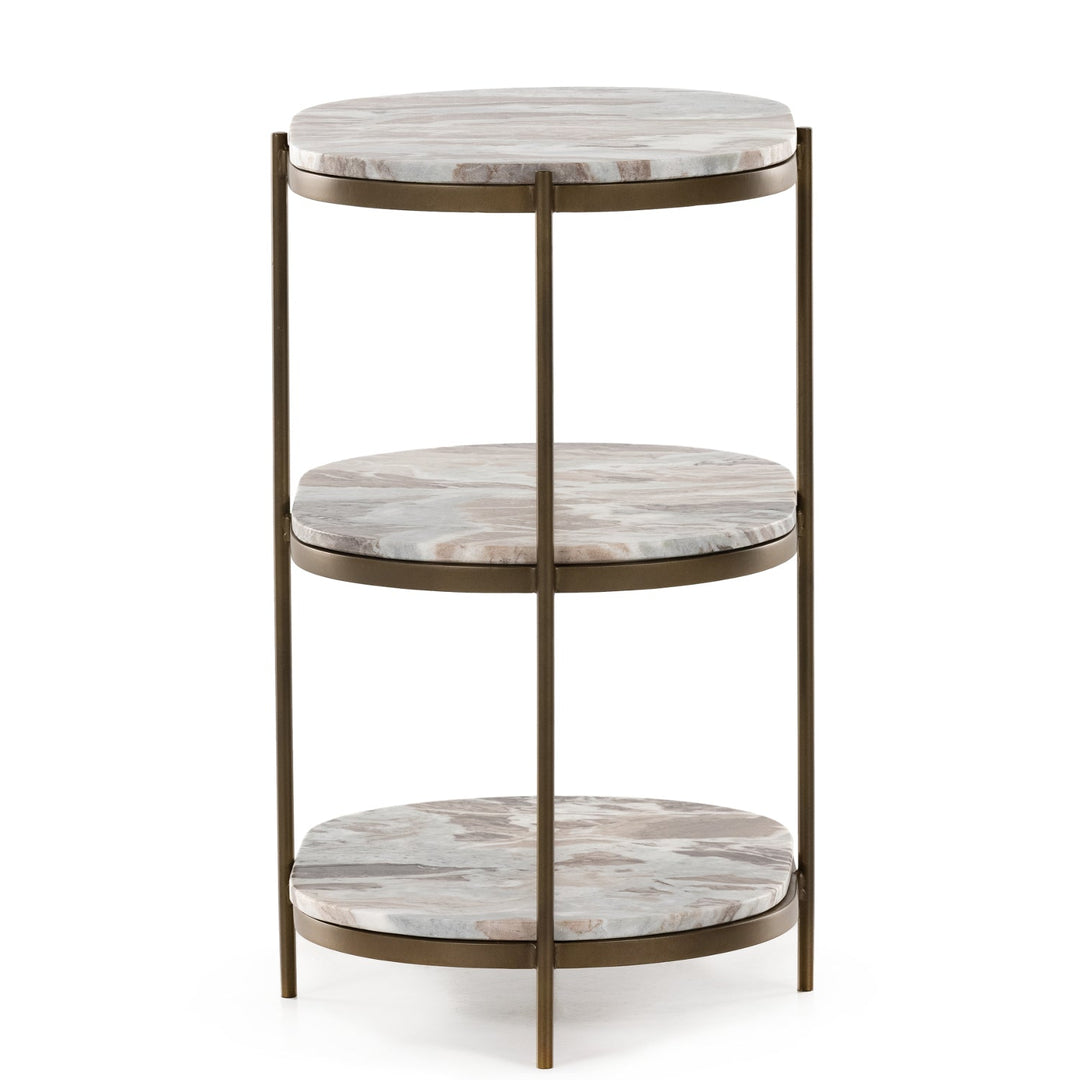 CANYON MARBLE TIERED OVAL END TABLE