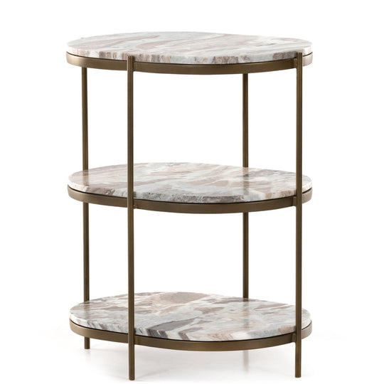 CANYON MARBLE TIERED OVAL END TABLE