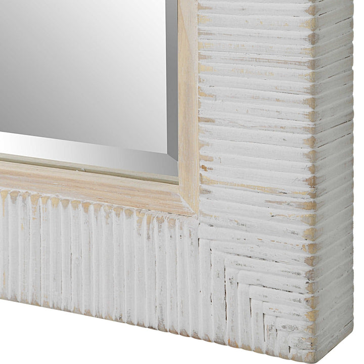 CAPE WHITEWASHED RATTAN WRAPPED MIRROR