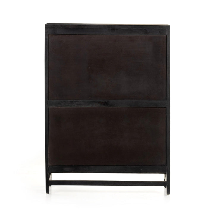 CAPRICE BLACK WASH MANGO WOOD + CANE BAR CABINET