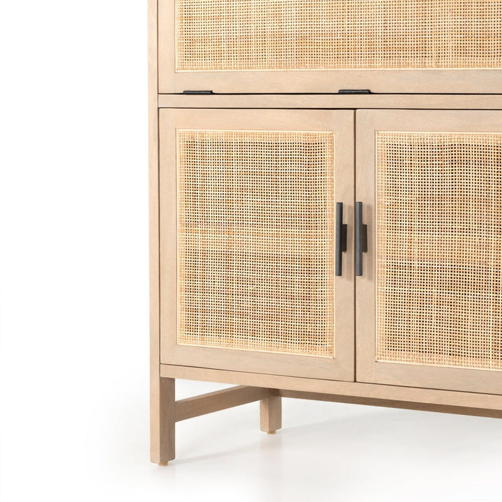 CAPRICE NATURAL MANGO WOOD + CANE BAR CABINET