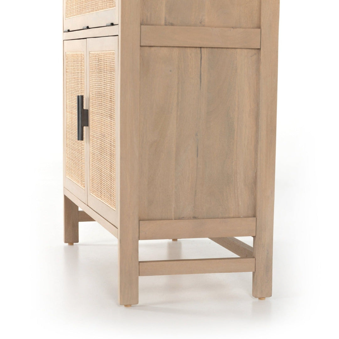 CAPRICE NATURAL MANGO WOOD + CANE BAR CABINET