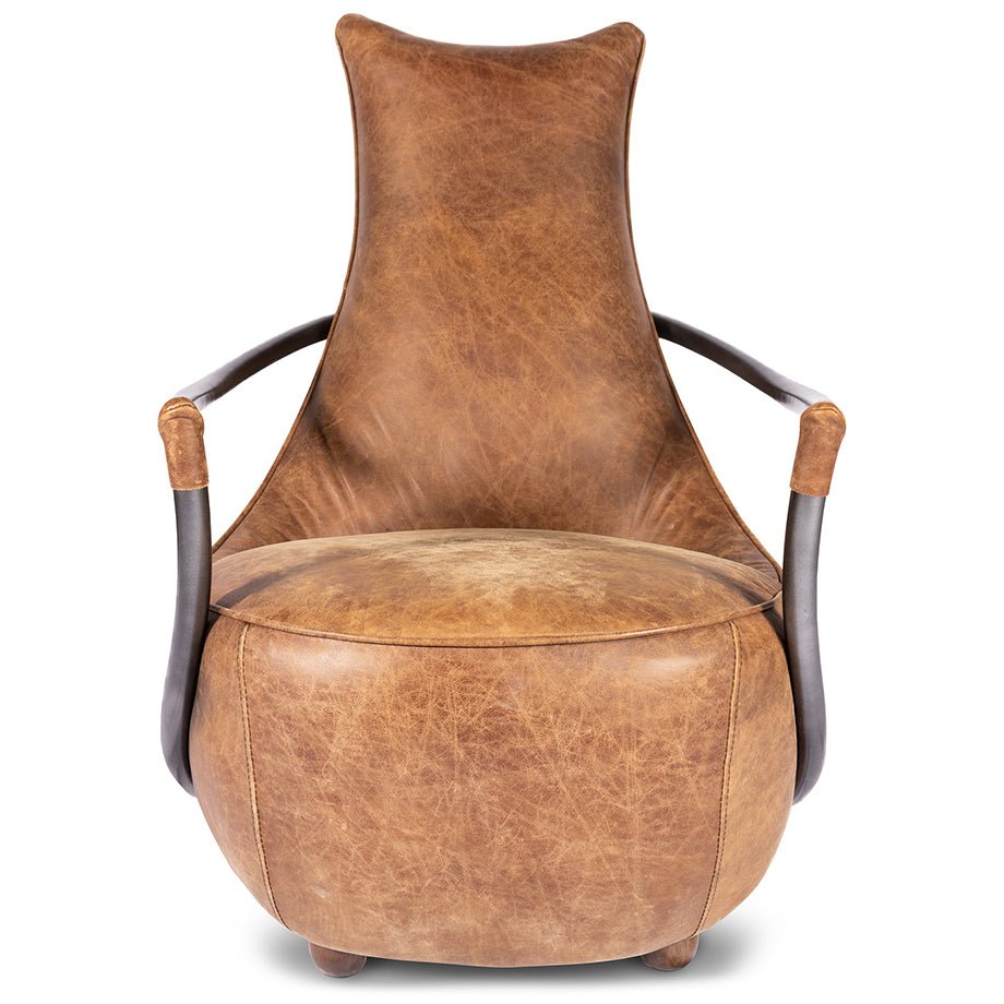 CARLISLE VINTAGE BROWN LEATHER CLUB CHAIR