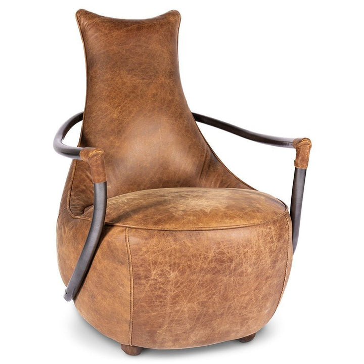 CARLISLE VINTAGE BROWN LEATHER CLUB CHAIR