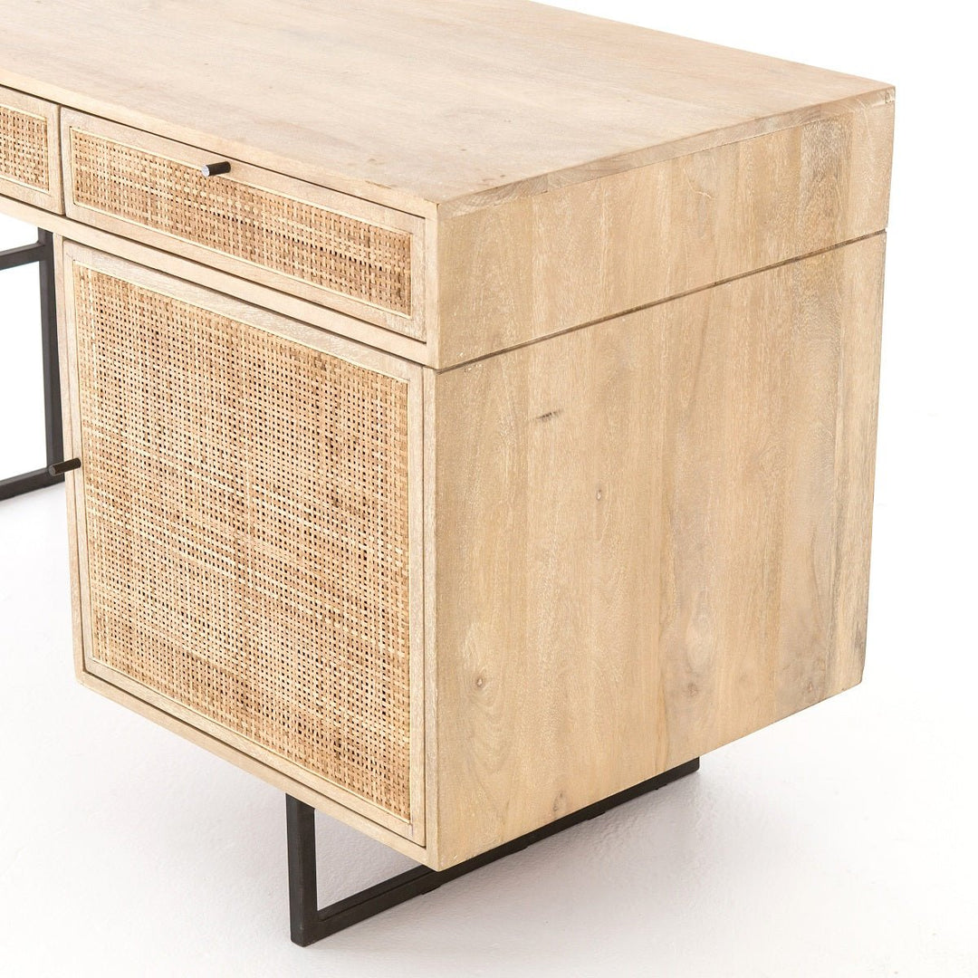 CARMEL NATURAL MANGO WOOD + CANE DESK