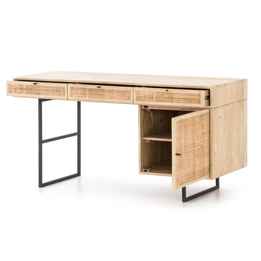 CARMEL NATURAL MANGO WOOD + CANE DESK