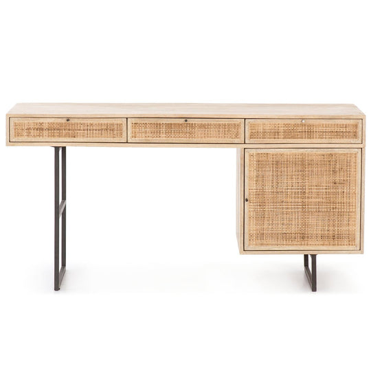 CARMEL NATURAL MANGO WOOD + CANE DESK