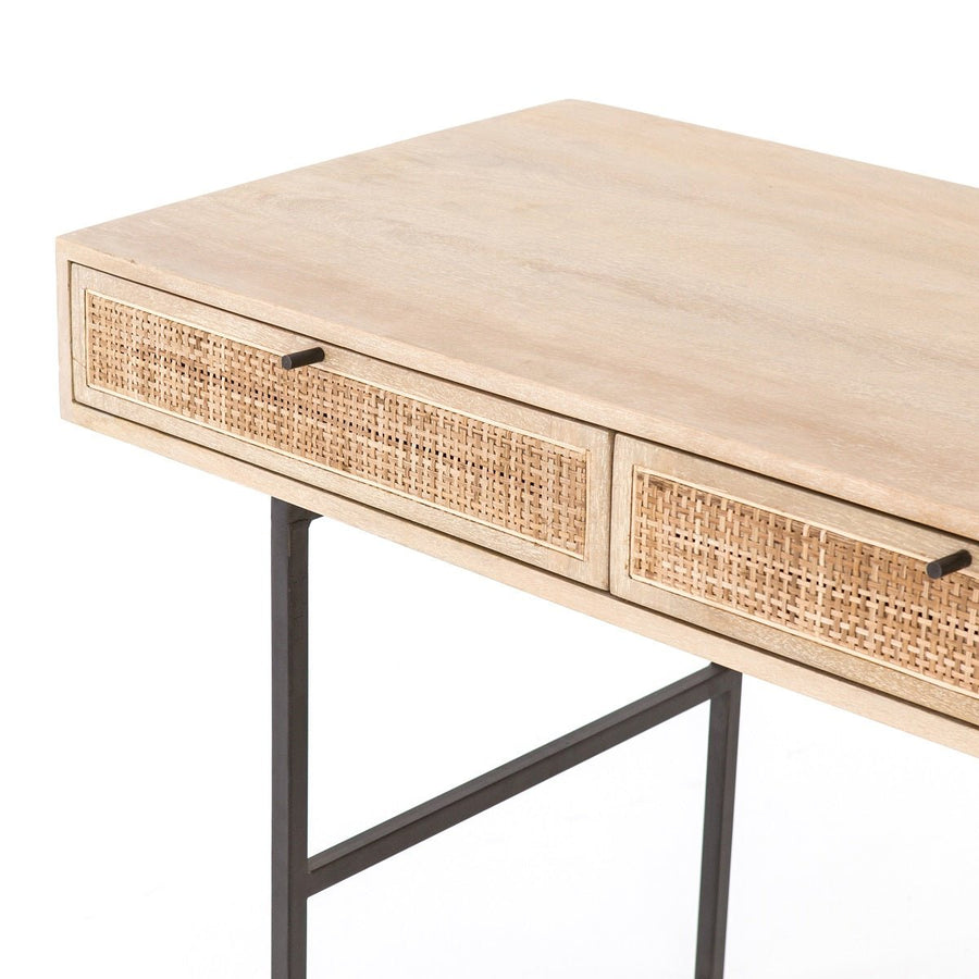 CARMEL NATURAL MANGO WOOD + CANE DESK