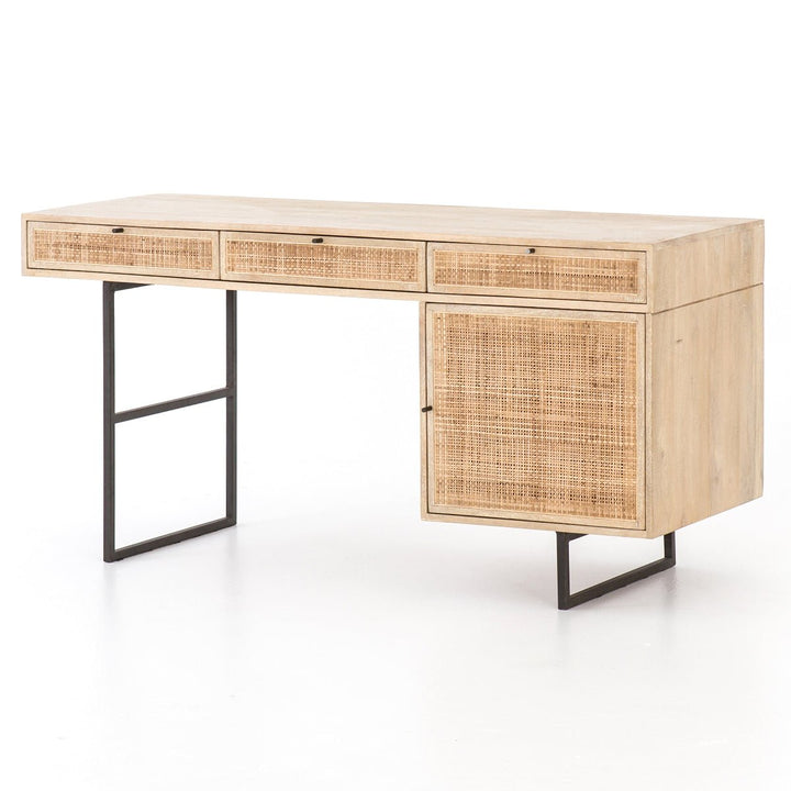 CARMEL NATURAL MANGO WOOD + CANE DESK