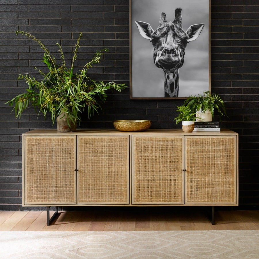 CARMEL NATURAL MANGO WOOD + CANE SIDEBOARD