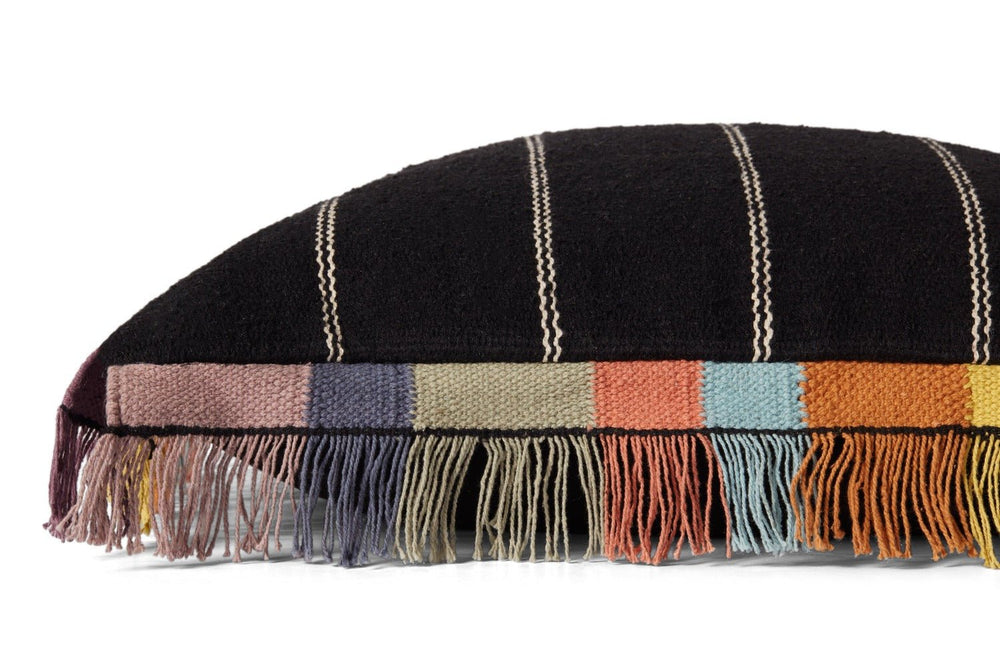 CARMEN BLACK MULTI FRINGE EDGE THROW PILLOW