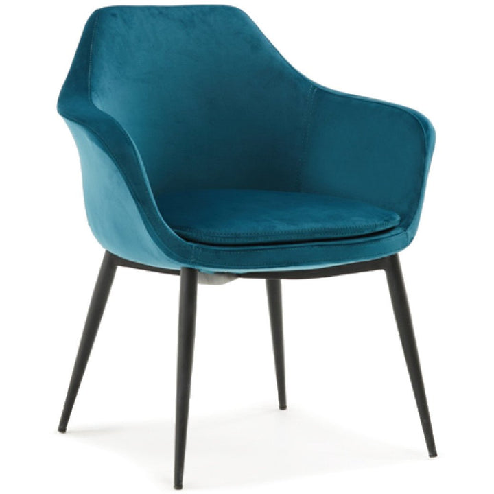 CARSON TEAL VELVET DINING ARM CHAIR