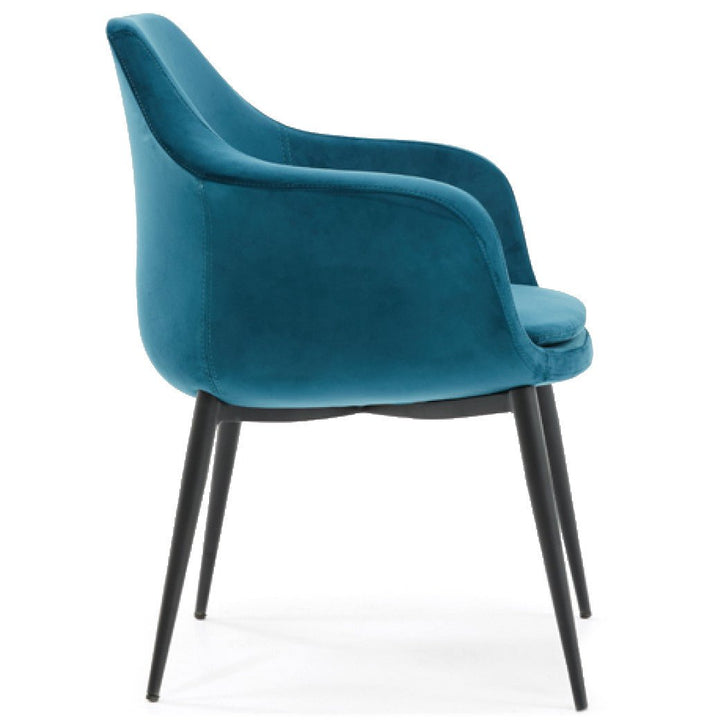 CARSON TEAL VELVET DINING ARM CHAIR