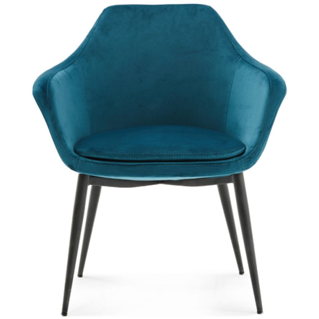 CARSON TEAL VELVET DINING ARM CHAIR