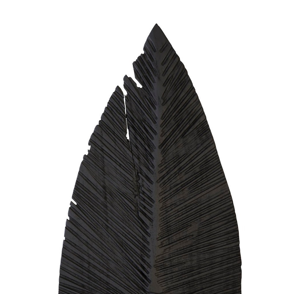 CARVED BLACK LEAF FLOOR SCULPTURES