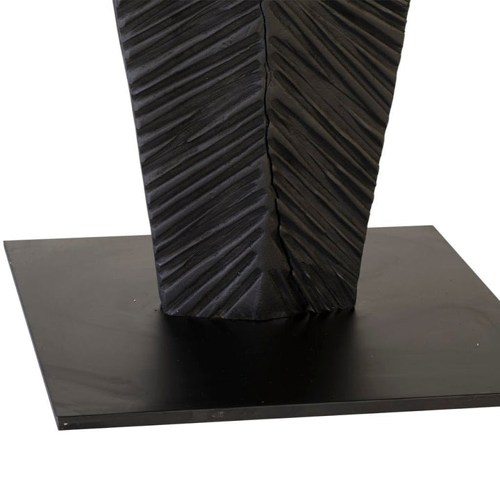 CARVED BLACK LEAF FLOOR SCULPTURES