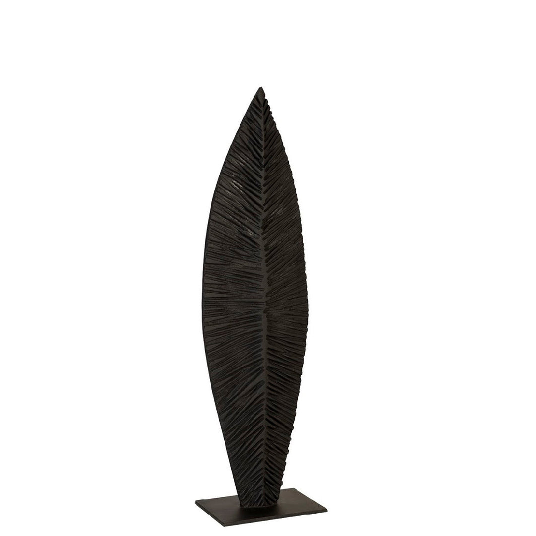 CARVED BLACK LEAF FLOOR SCULPTURES